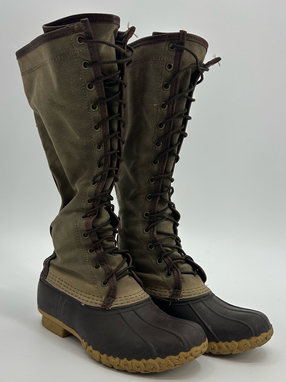 L.L. Bean Tall Brown Lace-Up Duck Boots